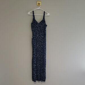 41 Hawthorn Ditsy Floral Maxi Sundress Medium Navy Blue Pockets Cottagecore